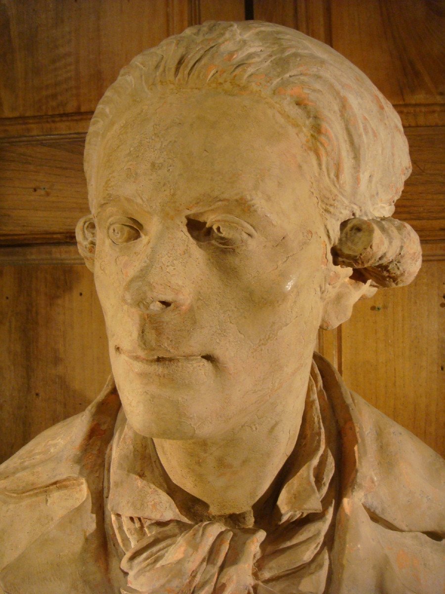 Bust Of Gentleman In Patina Plaster Period 18th Century-photo-6