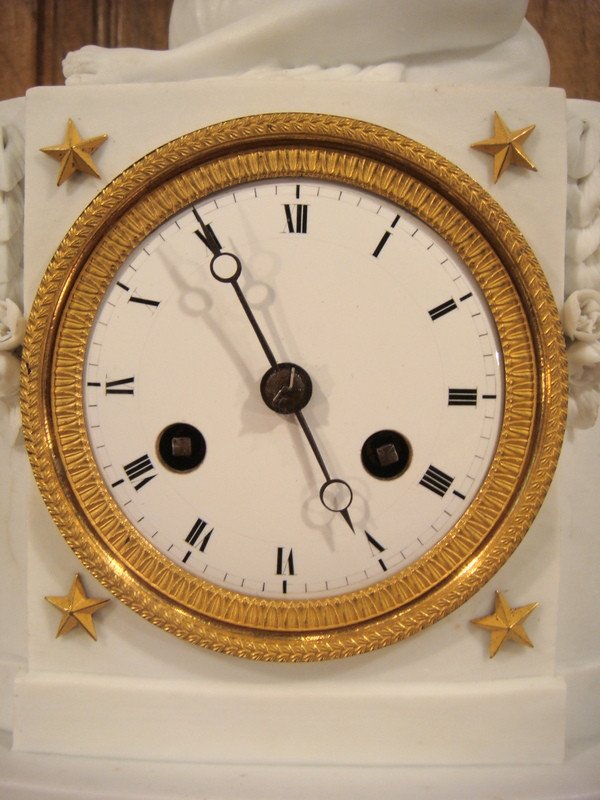 Small Empire Clock In Biscuit Porcelain-photo-3