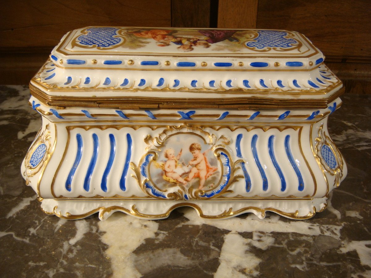 Box Box In Painted Porcelain Paris Second Empire Period -photo-2