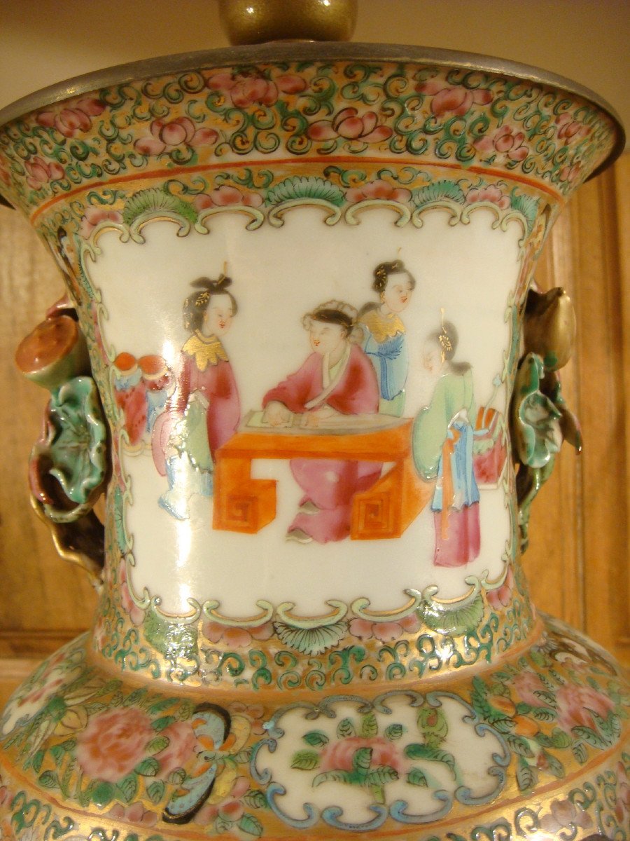 China Canton Lamp Vase - 19th Century -photo-1