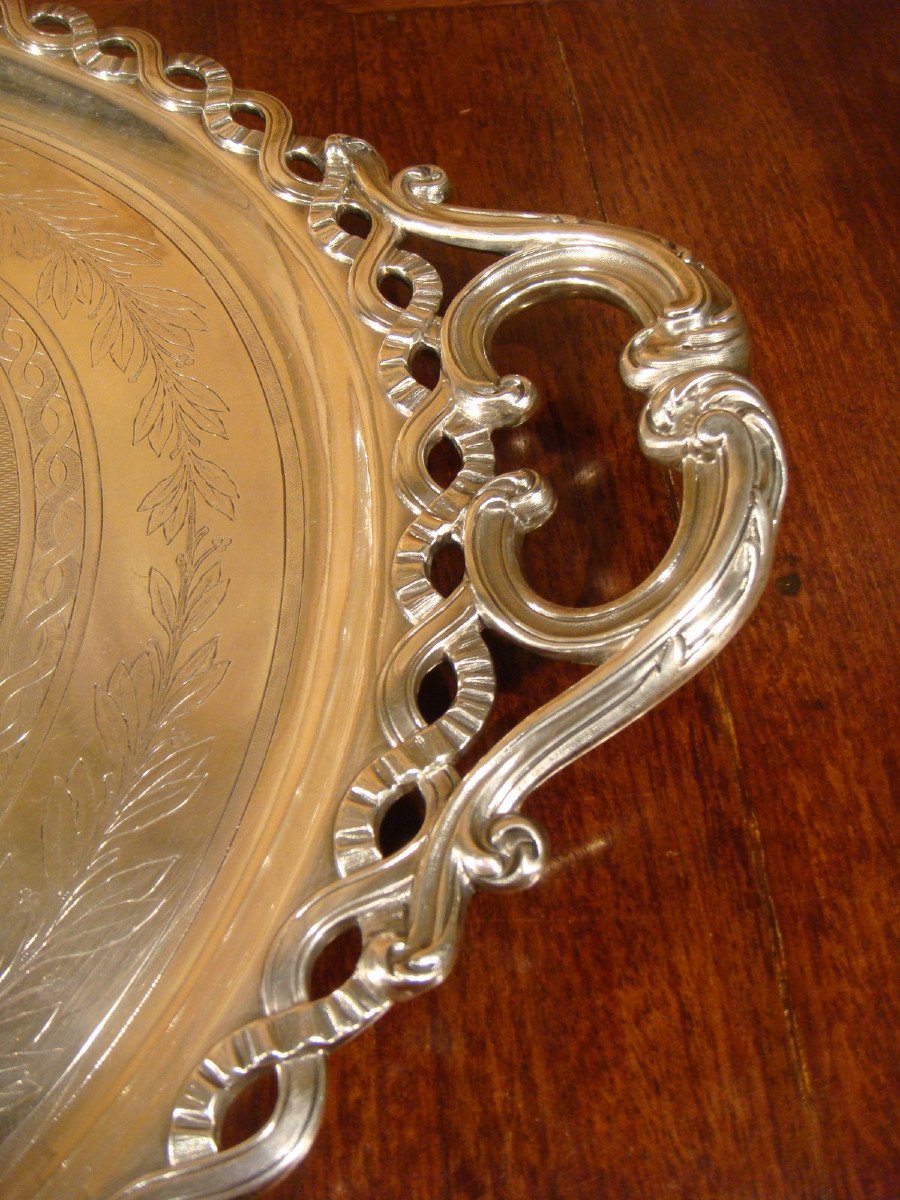 Odiot Large Serving Tray In Sterling Silver Paris Second Empire Period-photo-4