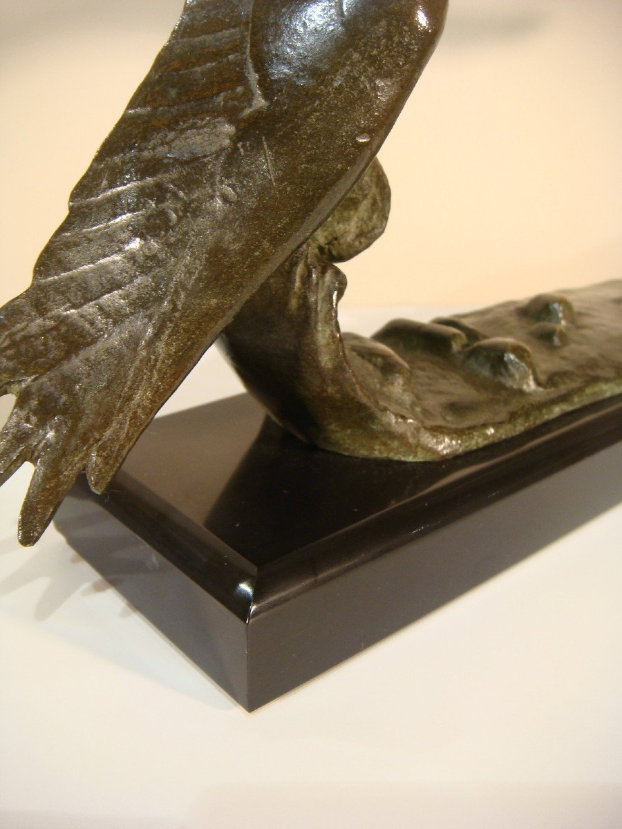 Bronze Sculpture Seagull On A Wave Art Deco Period-photo-3