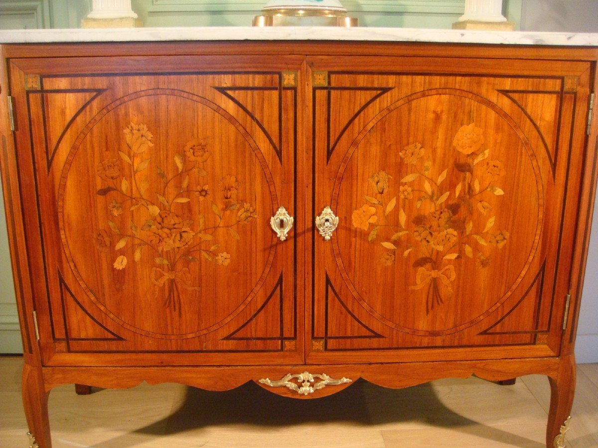 Buffet Commode With Doors Stamped By Denizot Transition Period Louis XV Louis XVI -photo-1