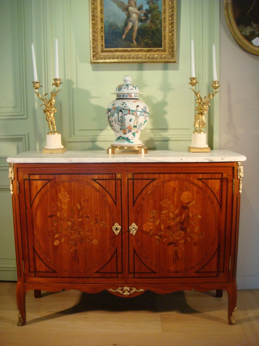 Buffet Commode A Portes Estampille De Denizot Epoque Transition Louis XV Louis XVI 