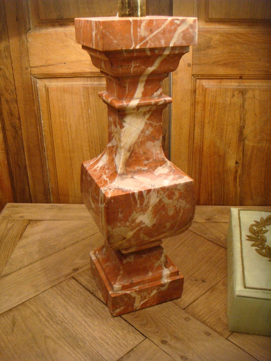 Louis XIV Style Marble Baluster Lamp -photo-3