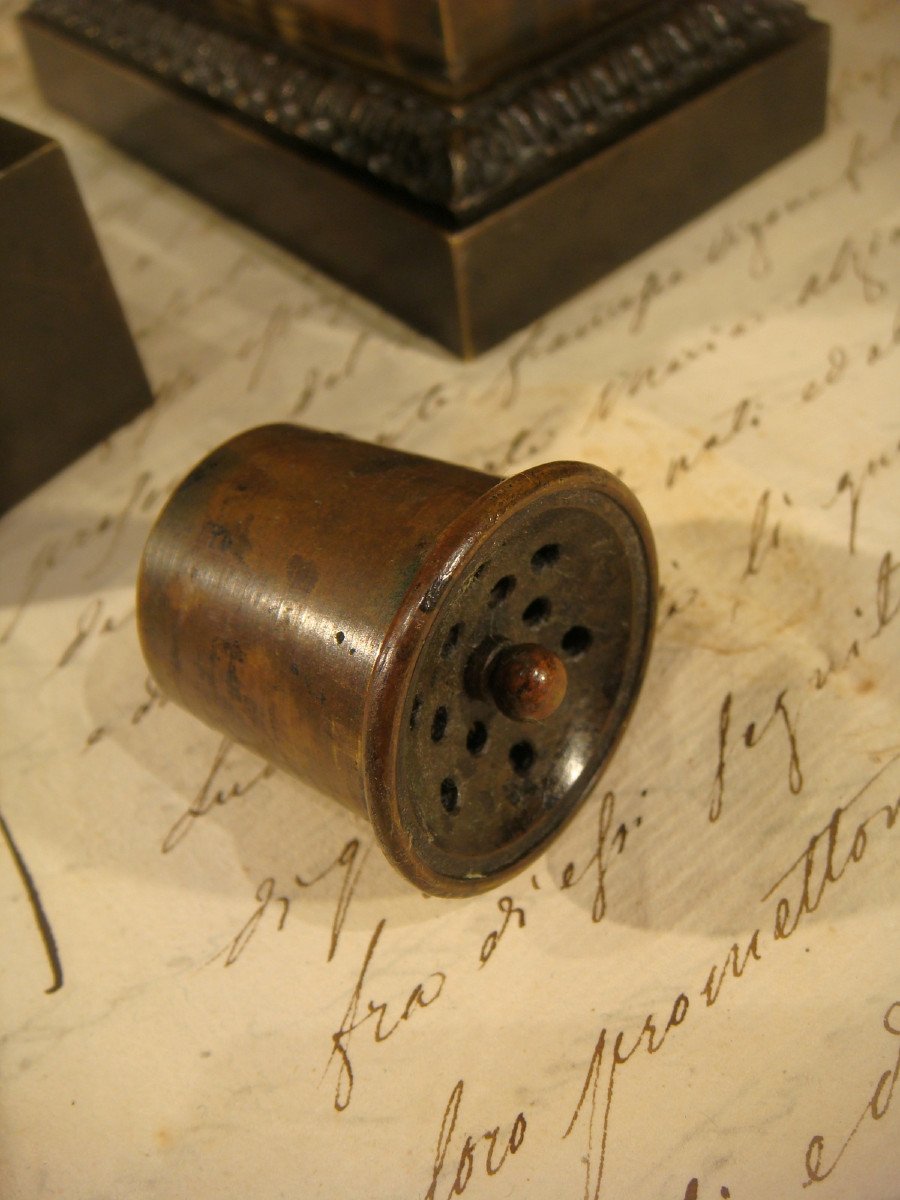 Bronze Inkwell With Levrier Restoration Period -photo-4