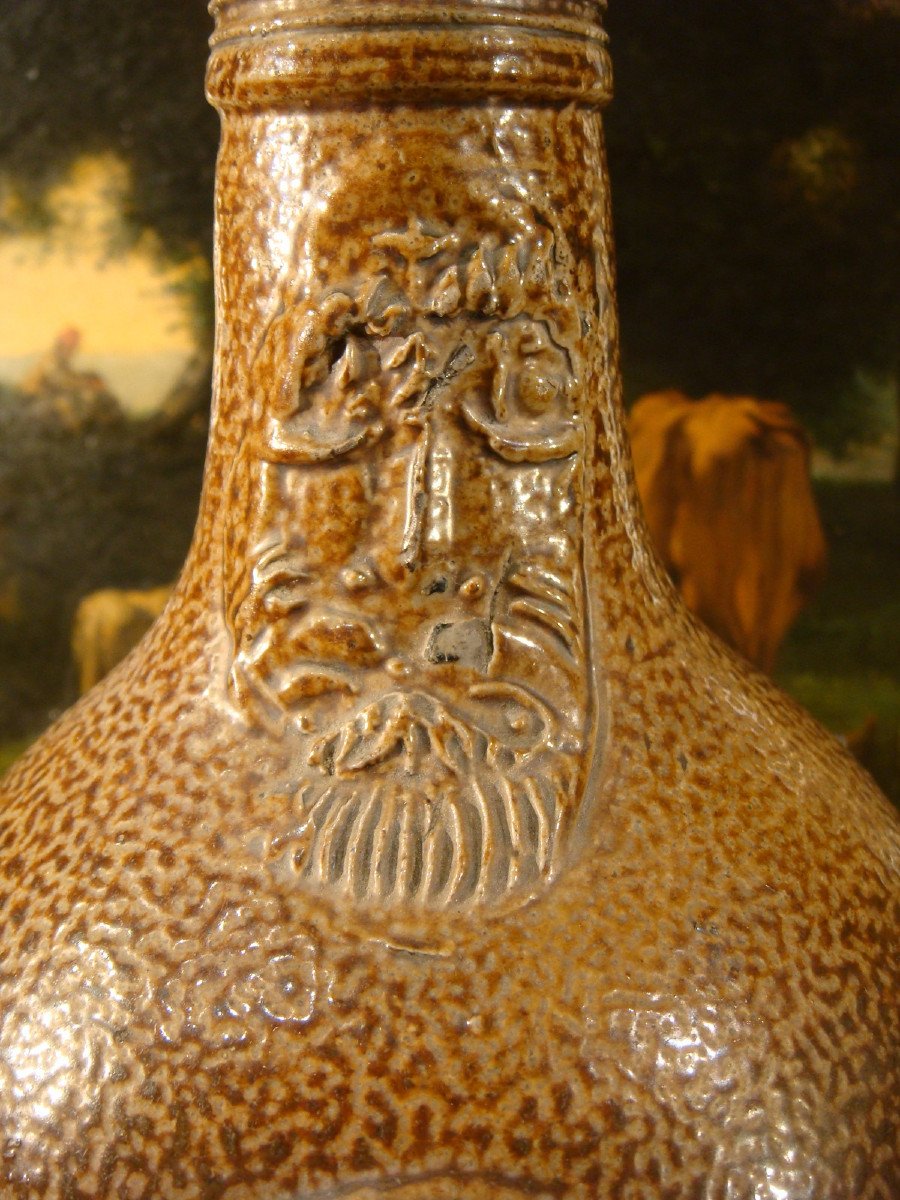 Stoneware Bottle With Bearded Head Germany 18th Century -photo-4