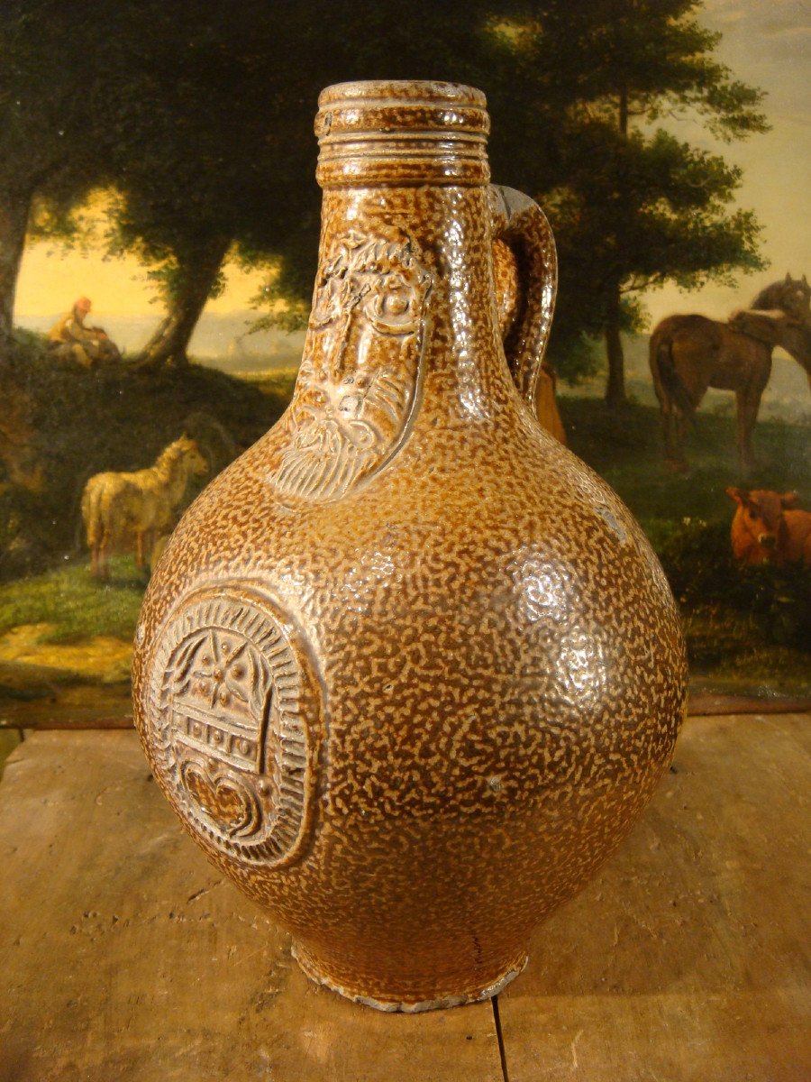 Stoneware Bottle With Bearded Head Germany 18th Century -photo-8