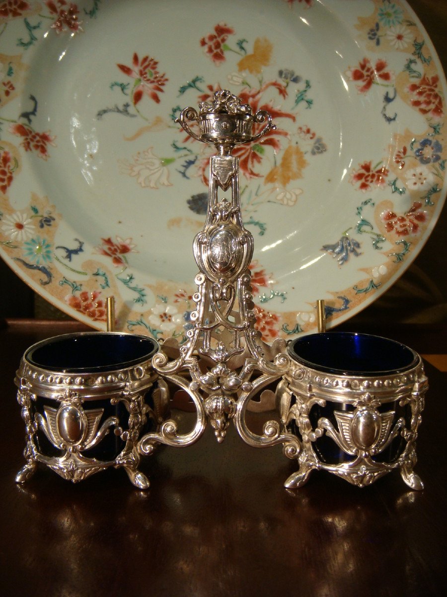 Table Salt Cellar In Crystal And Sterling Silver Second Empire Period-photo-2