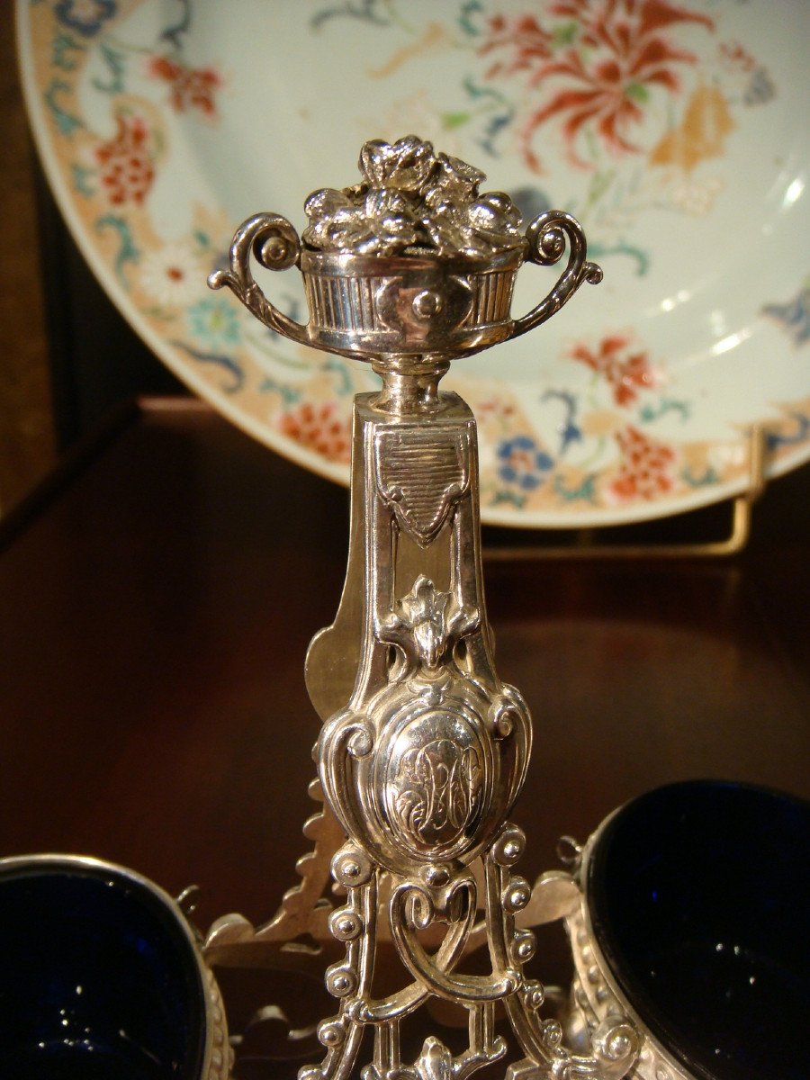 Table Salt Cellar In Crystal And Sterling Silver Second Empire Period-photo-3