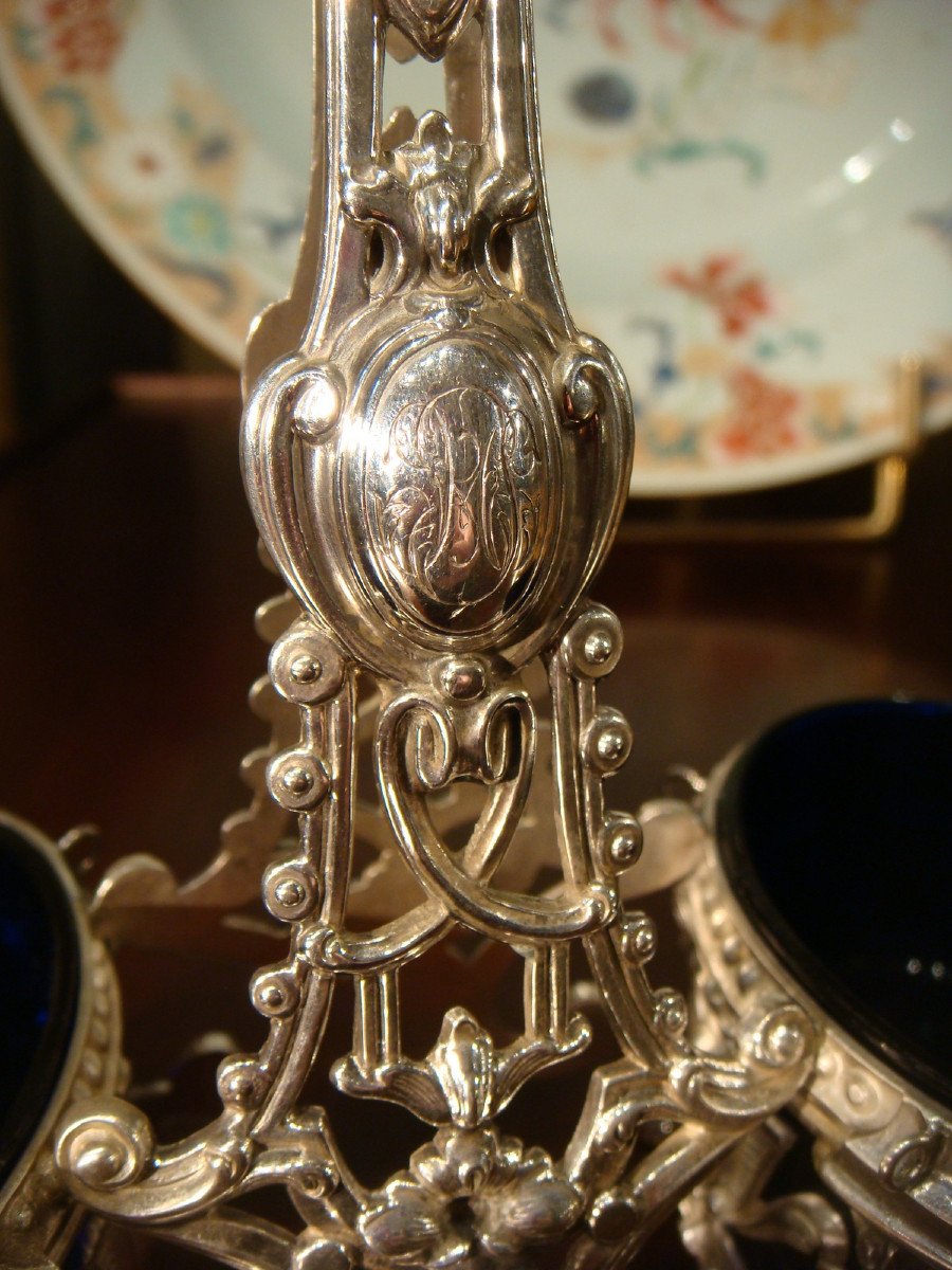 Table Salt Cellar In Crystal And Sterling Silver Second Empire Period-photo-1