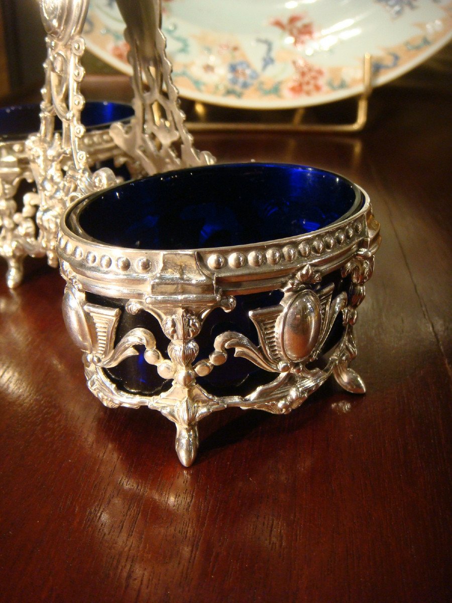 Table Salt Cellar In Crystal And Sterling Silver Second Empire Period-photo-2