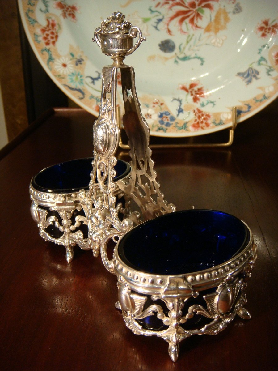 Table Salt Cellar In Crystal And Sterling Silver Second Empire Period-photo-3