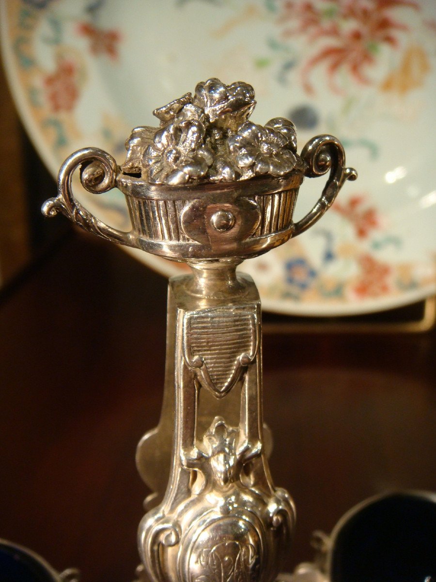 Table Salt Cellar In Crystal And Sterling Silver Second Empire Period-photo-4