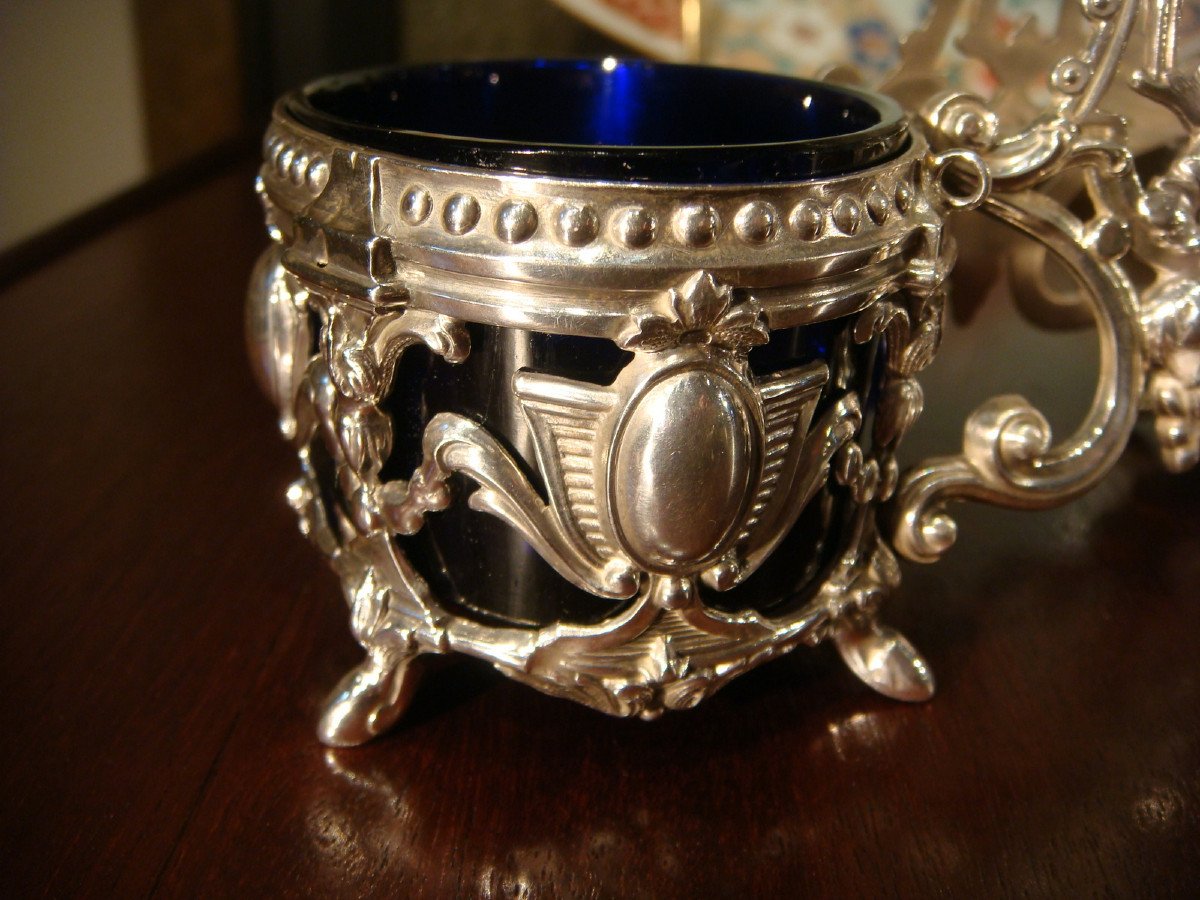 Table Salt Cellar In Crystal And Sterling Silver Second Empire Period-photo-5