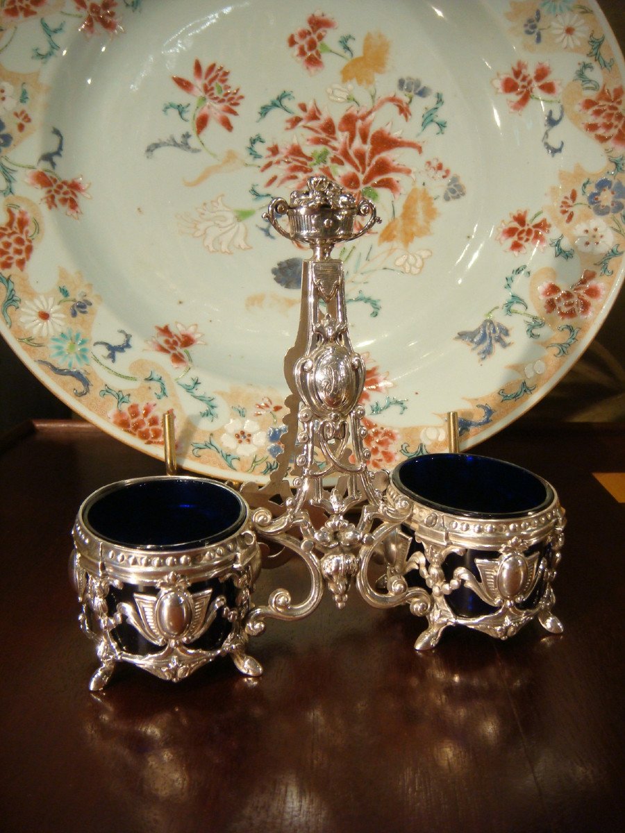 Table Salt Cellar In Crystal And Sterling Silver Second Empire Period