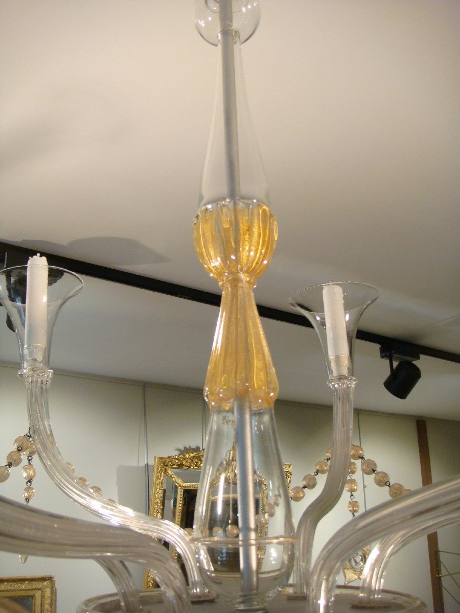 Large Murano Blown Glass Chandelier Circa 1940-photo-2