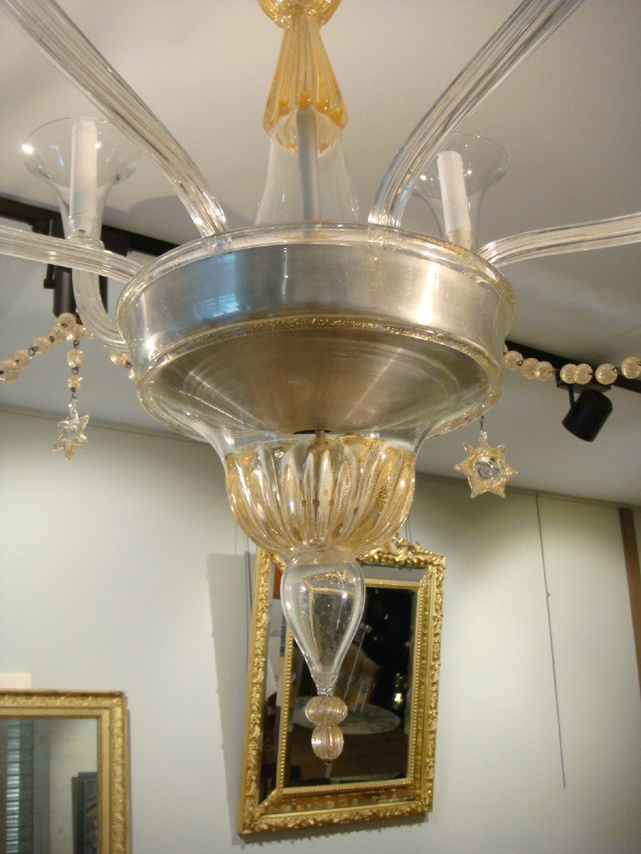 Large Murano Blown Glass Chandelier Circa 1940-photo-1