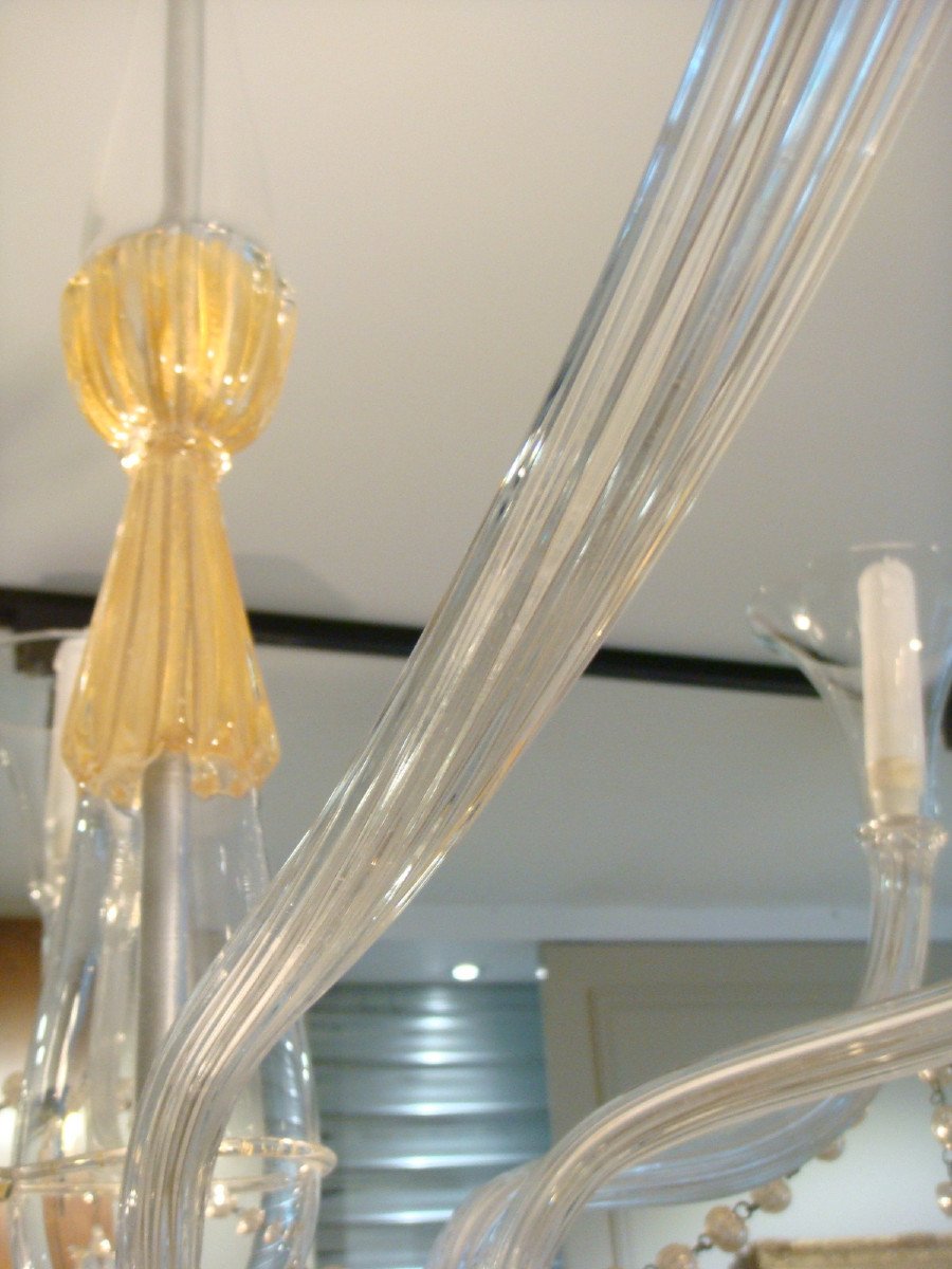 Large Murano Blown Glass Chandelier Circa 1940-photo-7