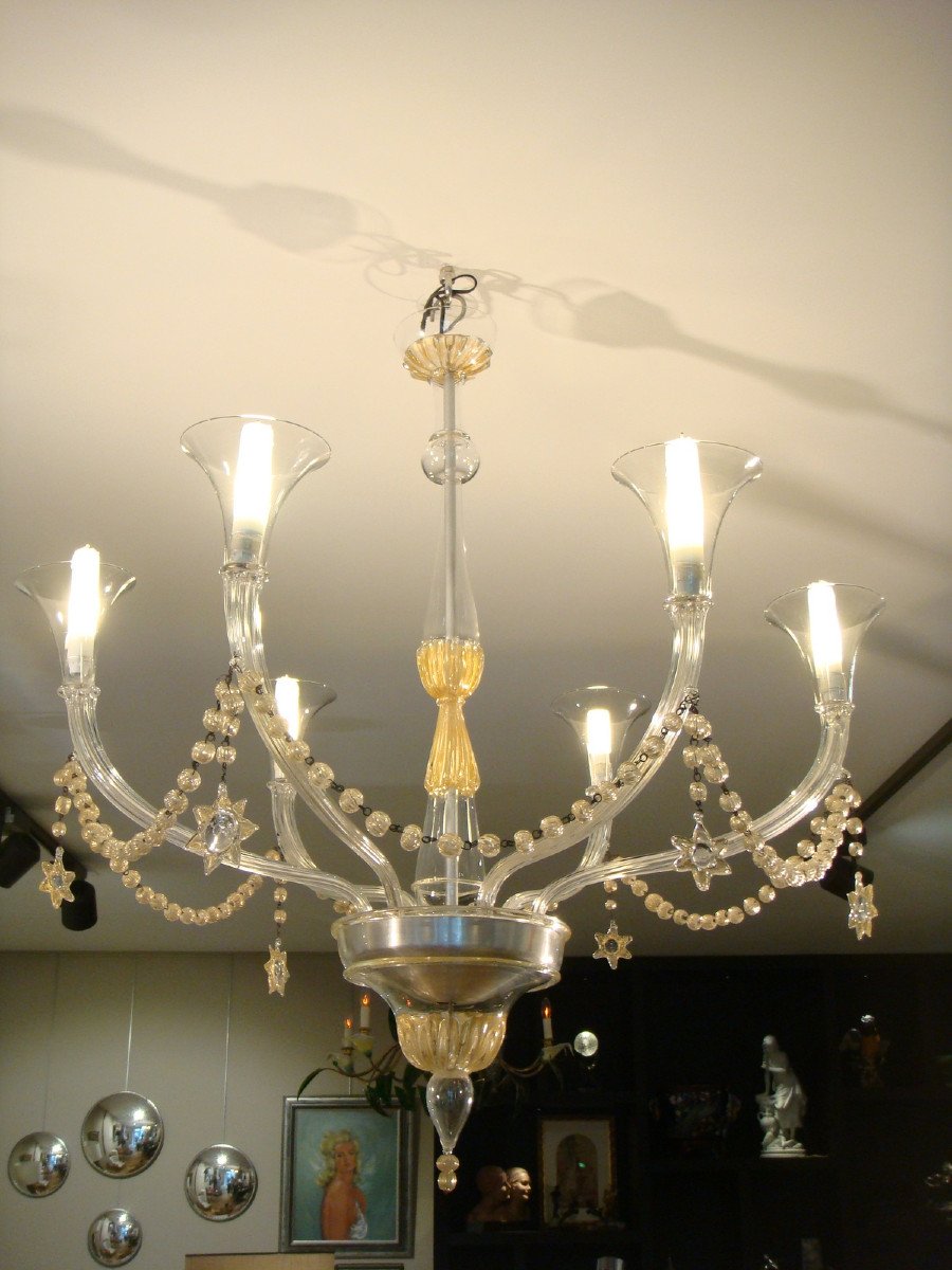 Large Murano Blown Glass Chandelier Circa 1940