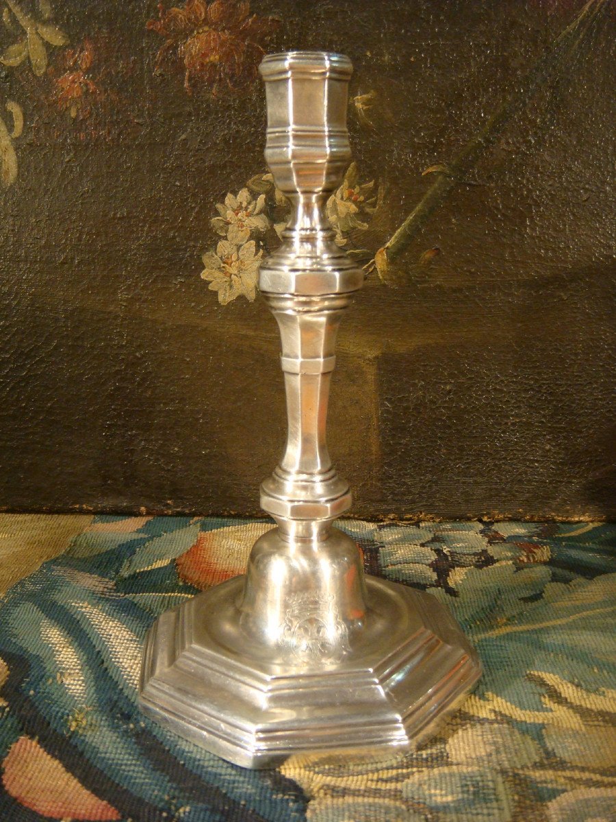 Silver Candlestick With Farmers General Jean Amyraut Angers Armory - 18th Century Period -photo-8