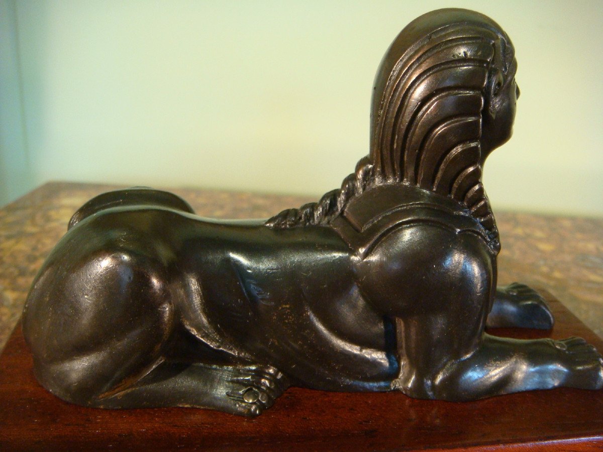 Pair Of Small Bronze Sphinxes, Early 19th Century-photo-1