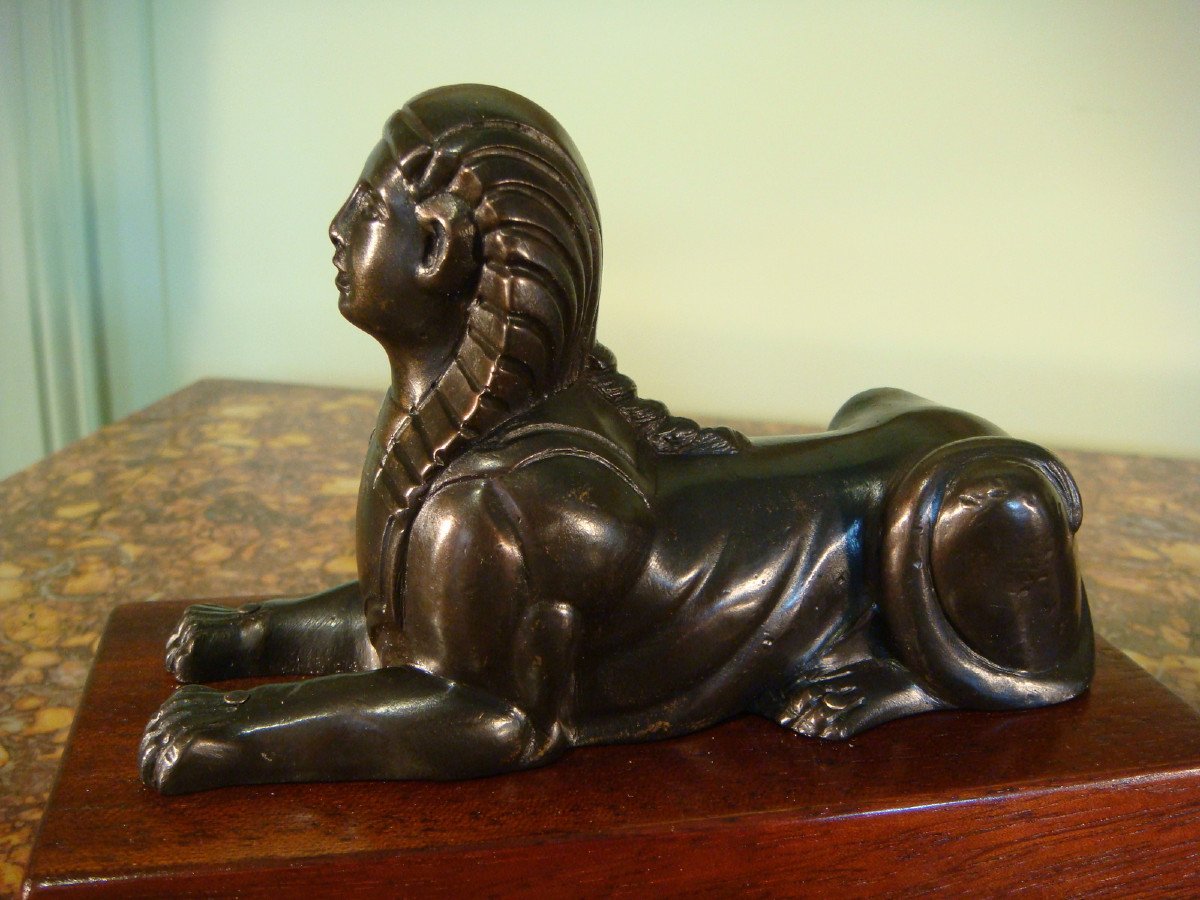 Pair Of Small Bronze Sphinxes, Early 19th Century-photo-2