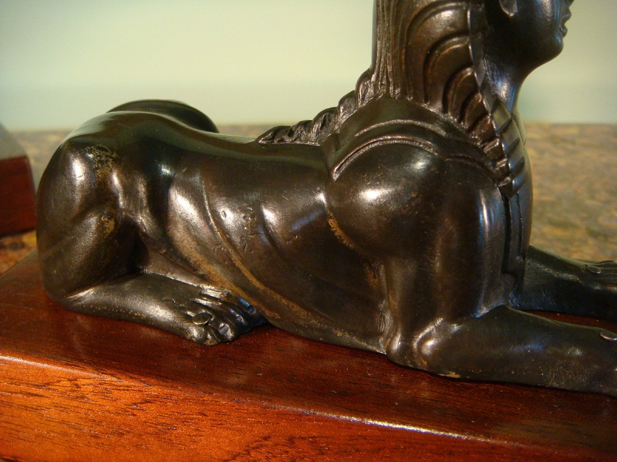 Pair Of Small Bronze Sphinxes, Early 19th Century-photo-6