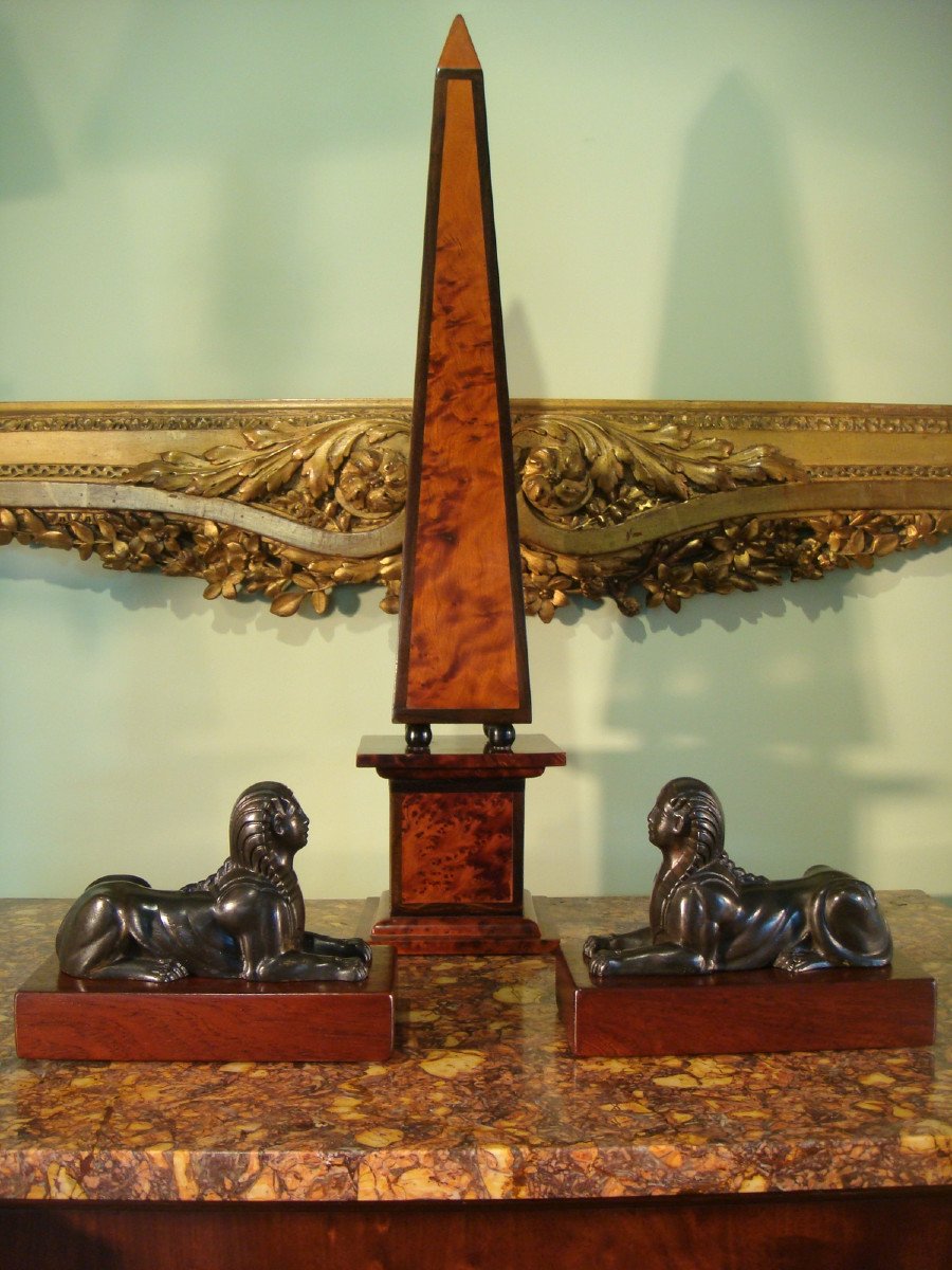 Pair Of Small Bronze Sphinxes, Early 19th Century