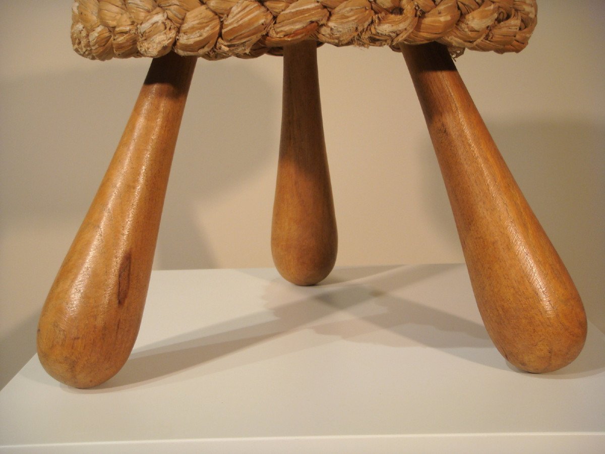 Tabouret De Adrien Audoux Et Frida Minet Epoque XX ème Siècle -photo-1