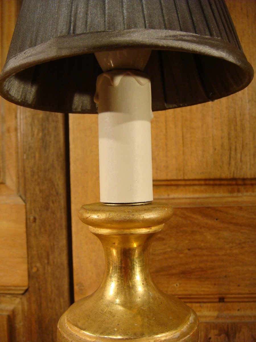 Paire De Petites Lampes En Bois Dore Epoque XIX ème -photo-2