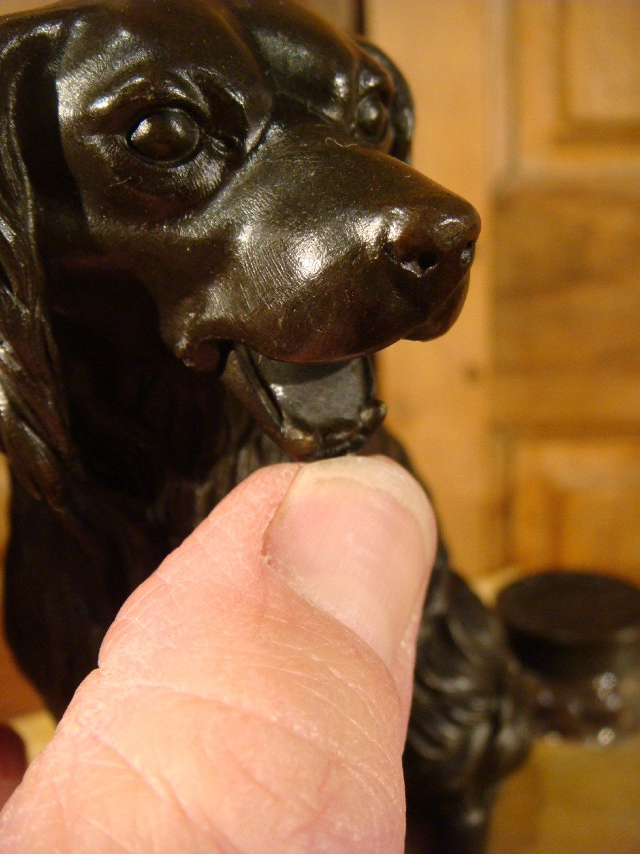 Marble Desk Inkwell And Bronze Dog-photo-5