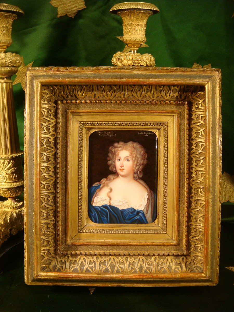 Portrait Painting On Enamel Of Ninon De l'Enclos Lafontaine - Swiss School