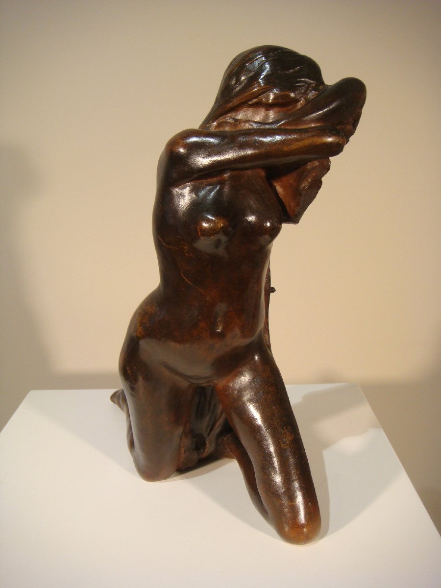 Bronze Sculpture Young Nude Woman -photo-2