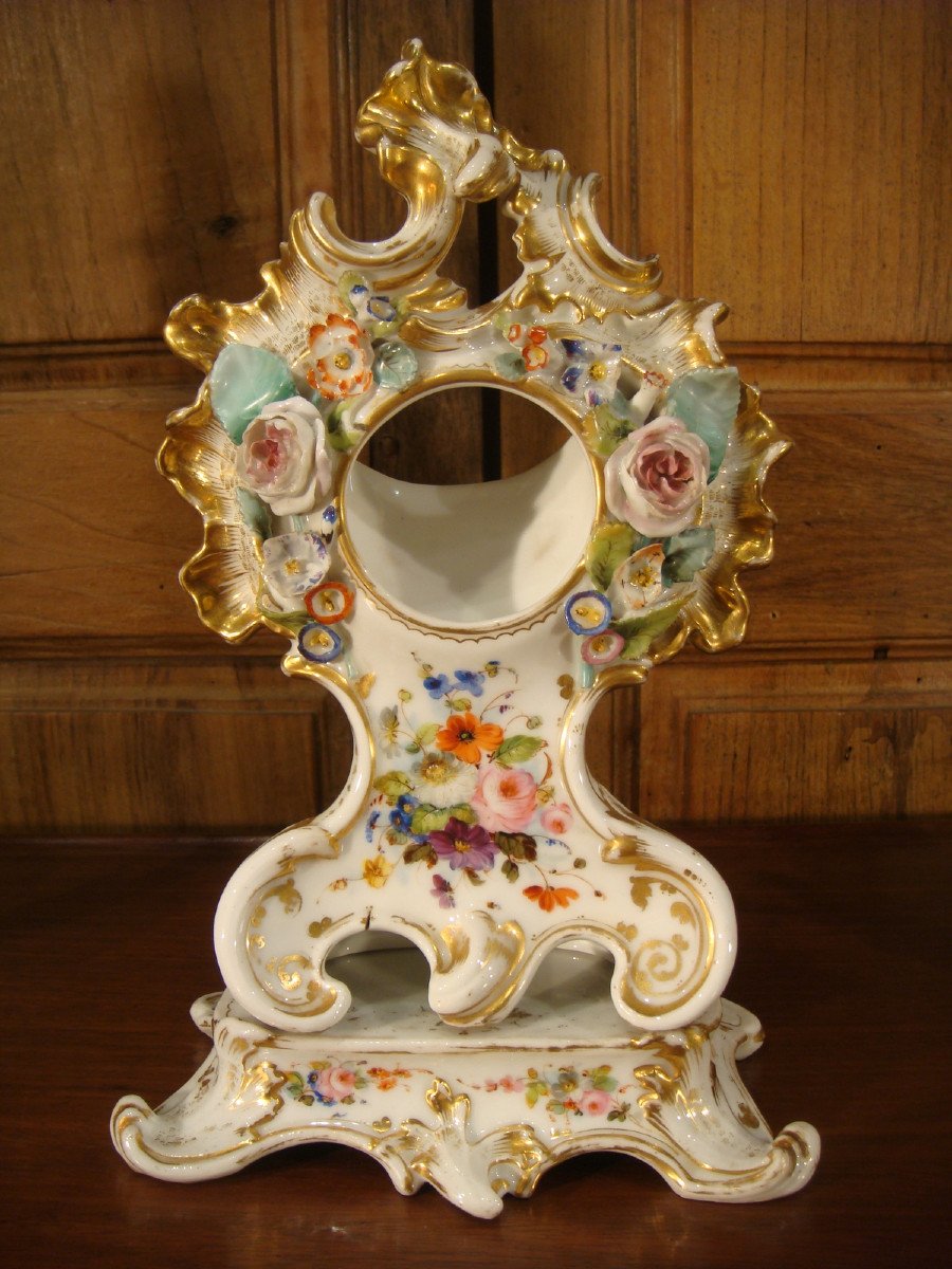 Louis XV Style Watch Holder In Paris Porcelain, Second Empire Period-photo-3