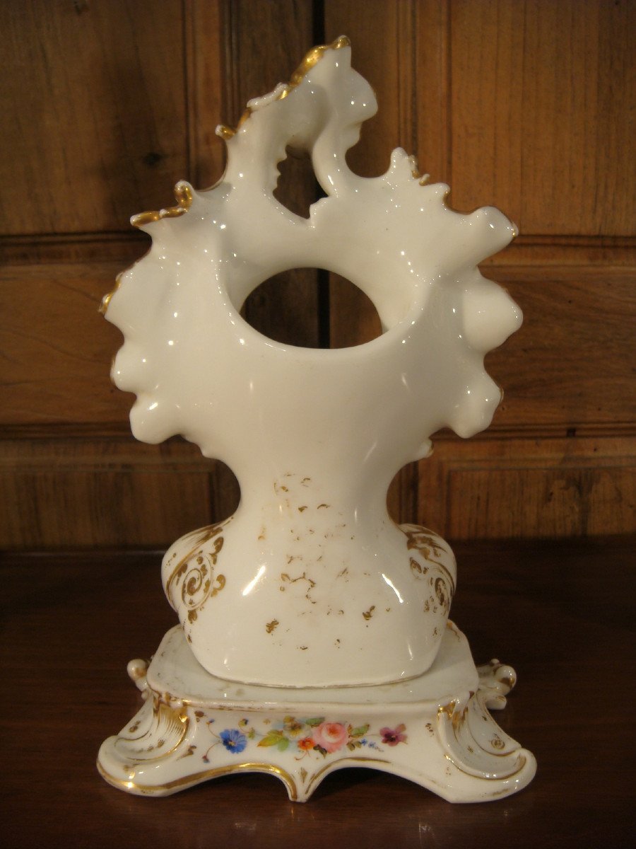 Louis XV Style Watch Holder In Paris Porcelain, Second Empire Period-photo-4