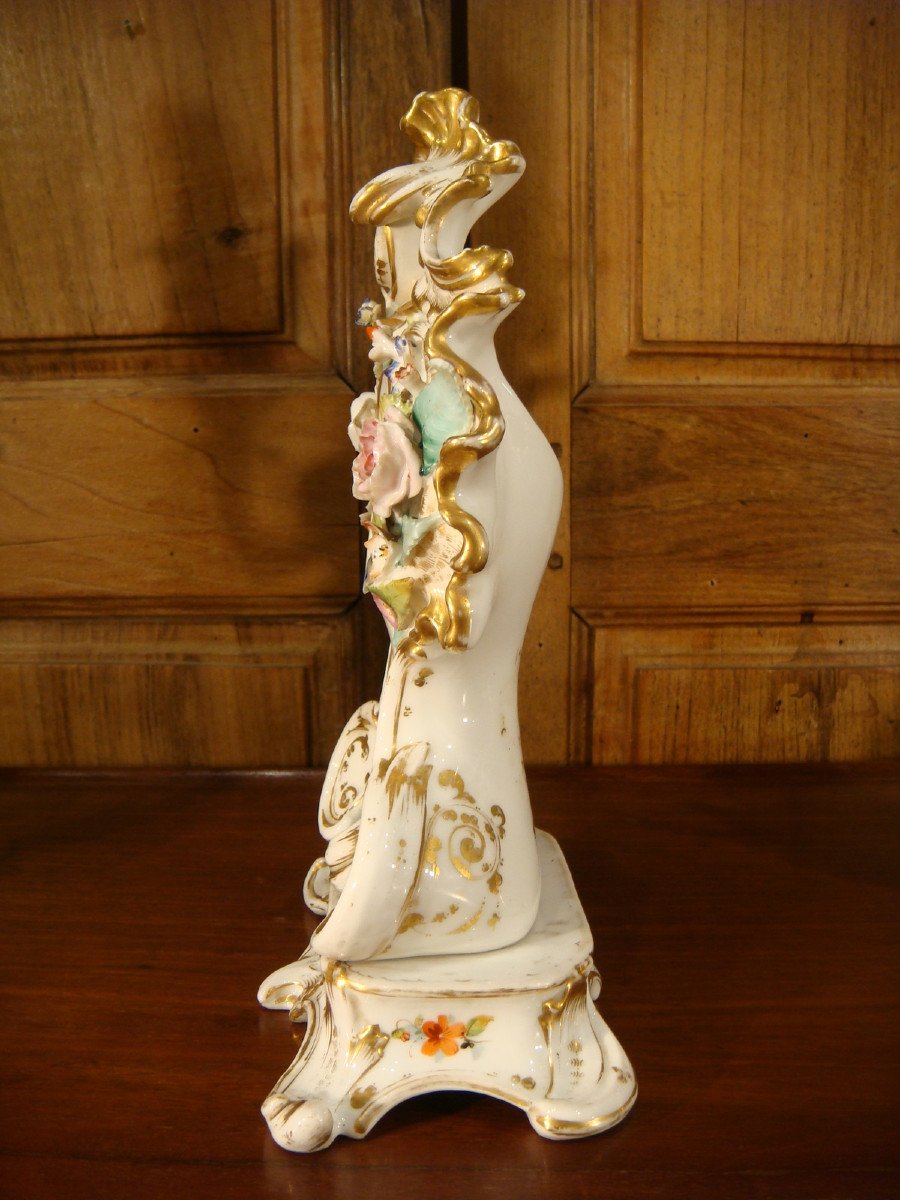 Louis XV Style Watch Holder In Paris Porcelain, Second Empire Period-photo-1