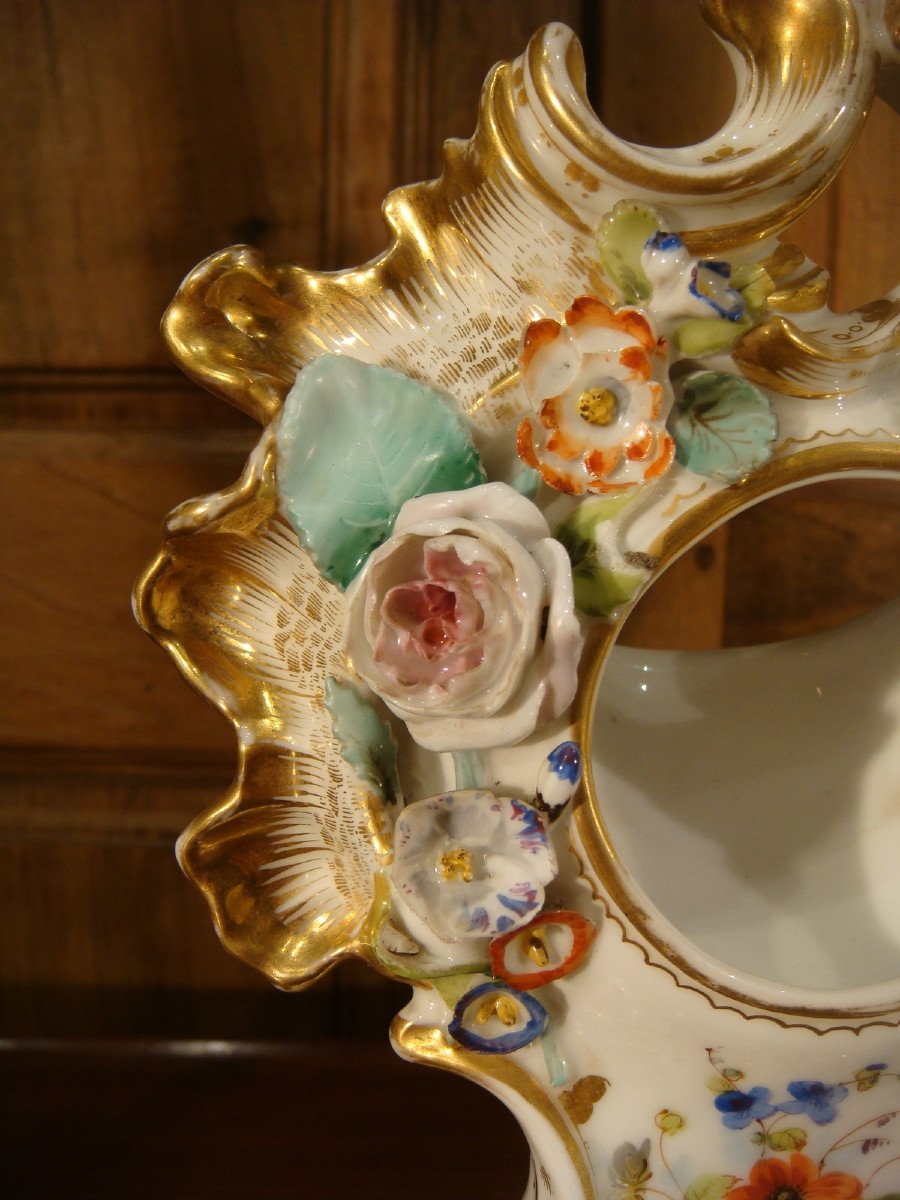 Louis XV Style Watch Holder In Paris Porcelain, Second Empire Period-photo-5