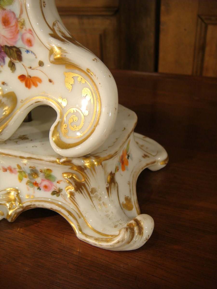 Louis XV Style Watch Holder In Paris Porcelain, Second Empire Period-photo-7