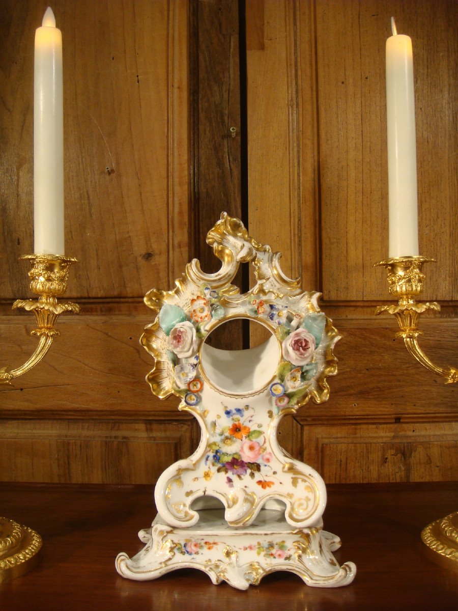 Louis XV Style Watch Holder In Paris Porcelain, Second Empire Period