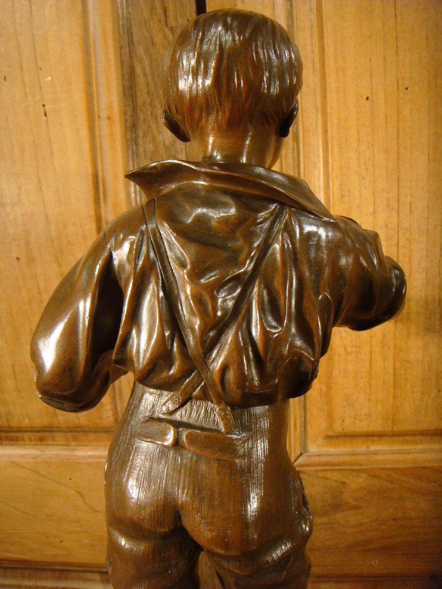 Sculpture en bronze Jeune Joueur De Bilboquet Lavergne ( 1863 - 1928 ) -photo-6