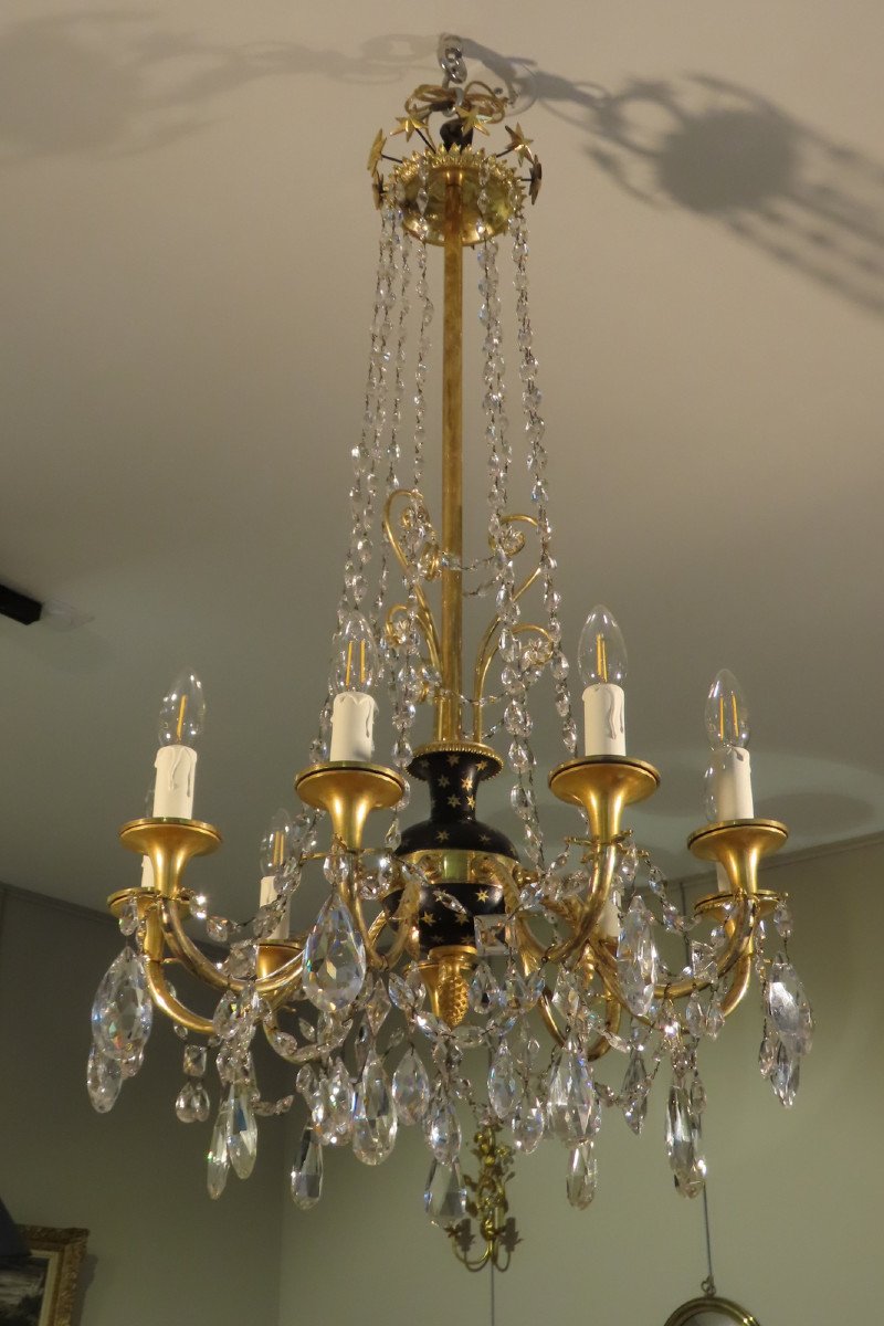 Empire Period Gilt Bronze And Crystal Chandelier -photo-2