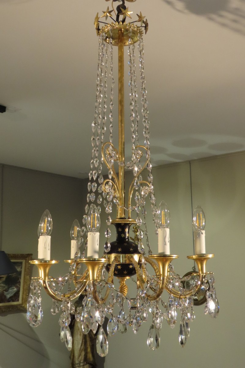 Empire Period Gilt Bronze And Crystal Chandelier -photo-3