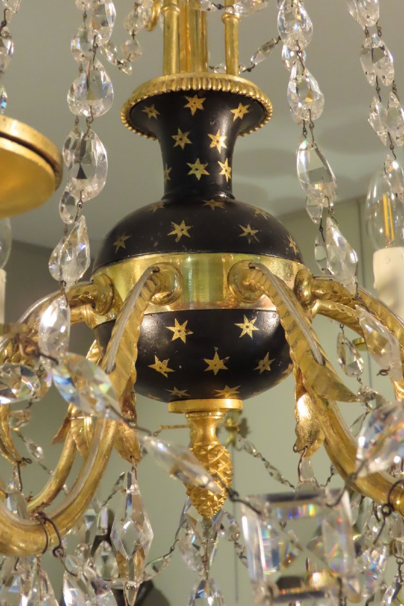 Empire Period Gilt Bronze And Crystal Chandelier -photo-1