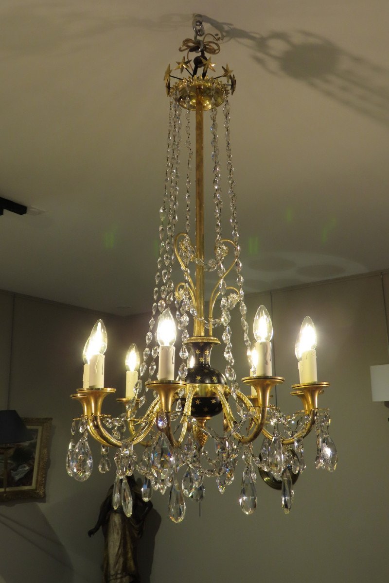 Empire Period Gilt Bronze And Crystal Chandelier -photo-8