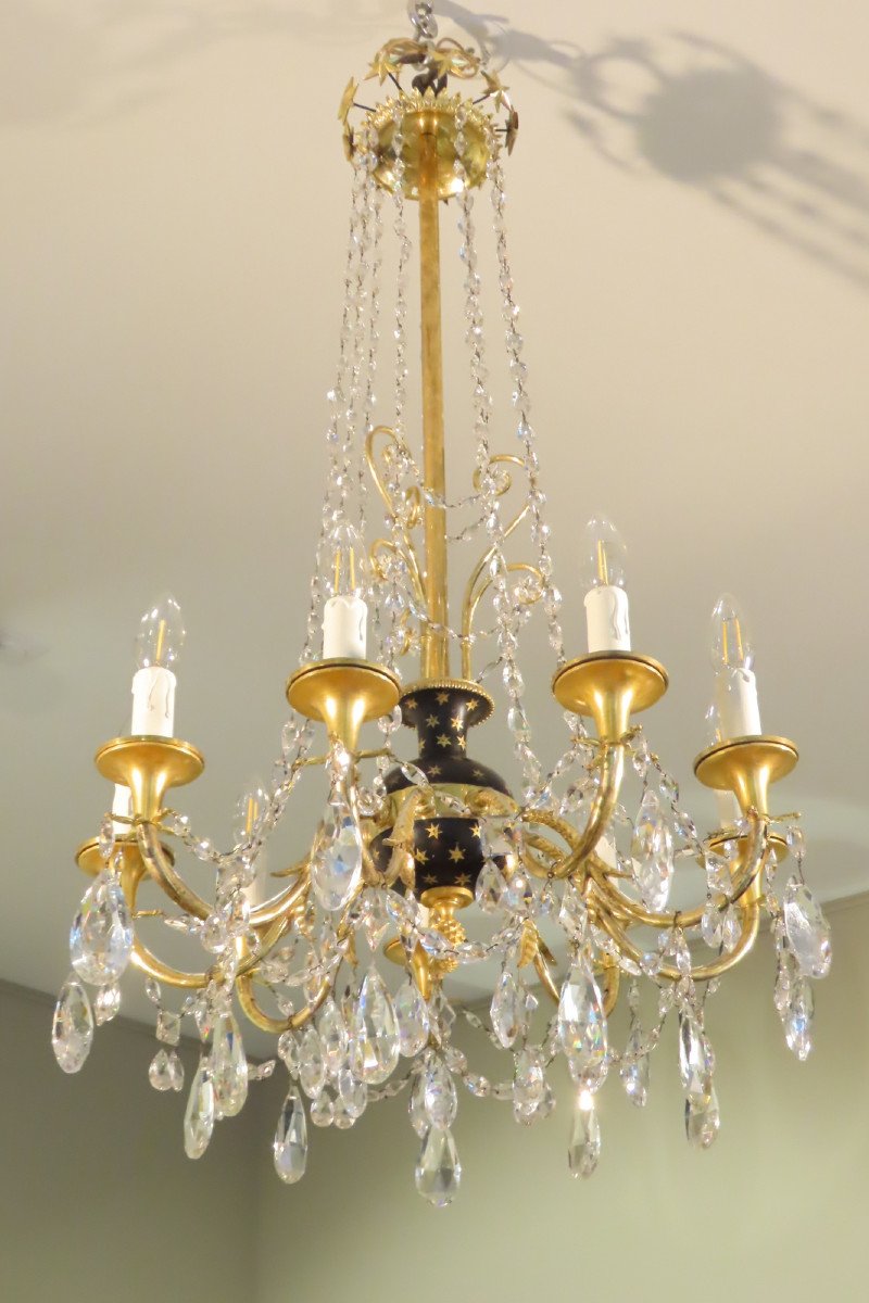 Empire Period Gilt Bronze And Crystal Chandelier 