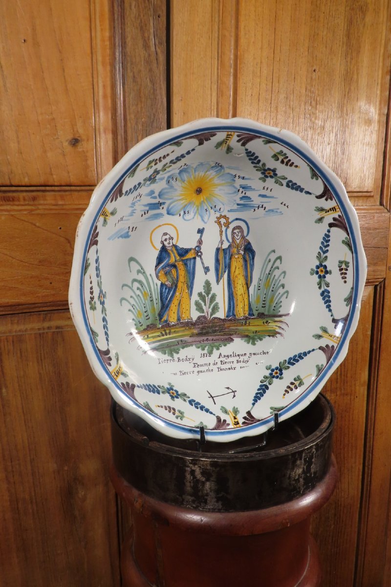 Saladier Patronymique En Faience De Nevers Epoque Début XIX ème -photo-3
