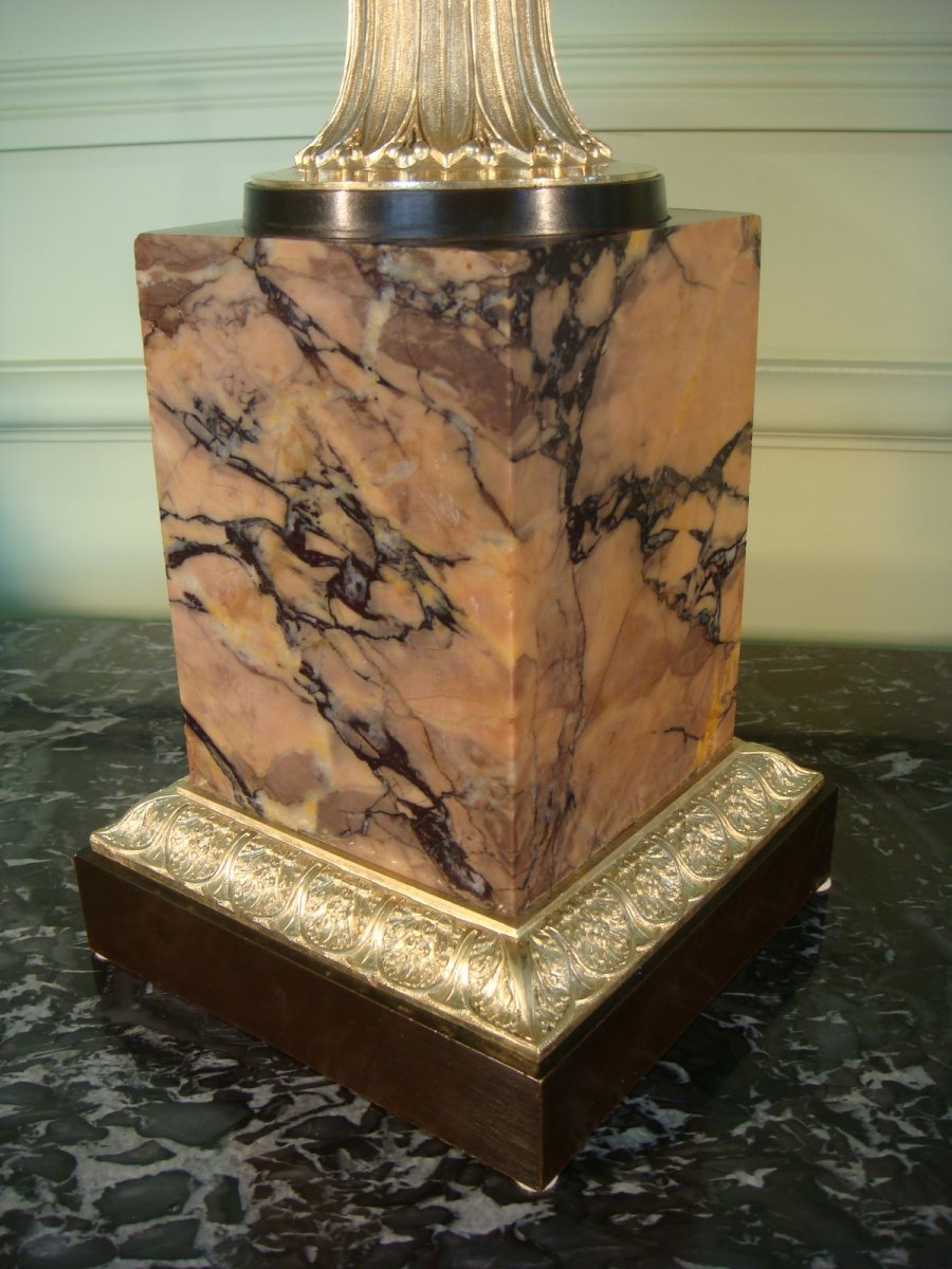 Large Cup Center Table Marble And Gilt Bronze-photo-3