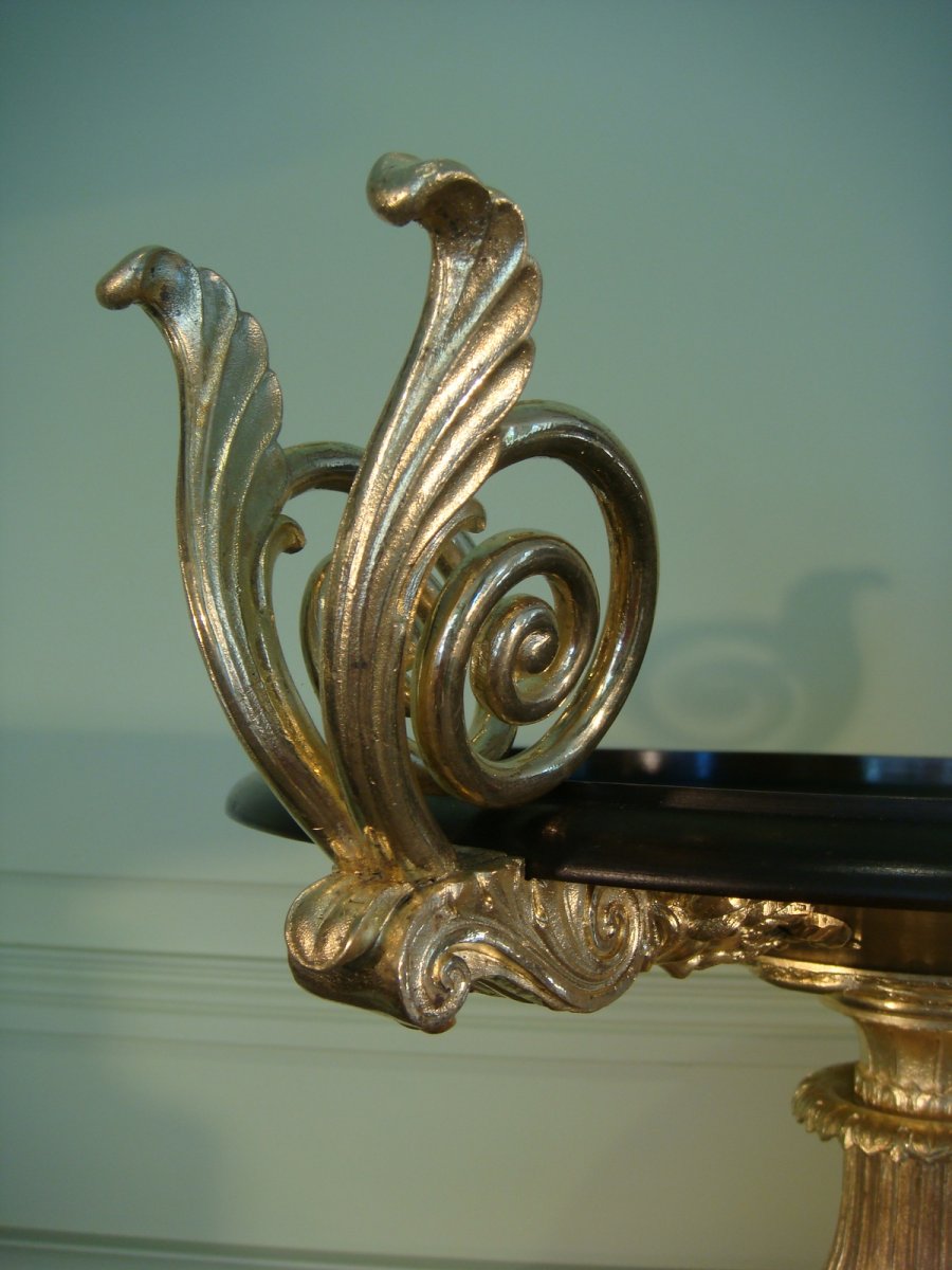 Large Cup Center Table Marble And Gilt Bronze-photo-5