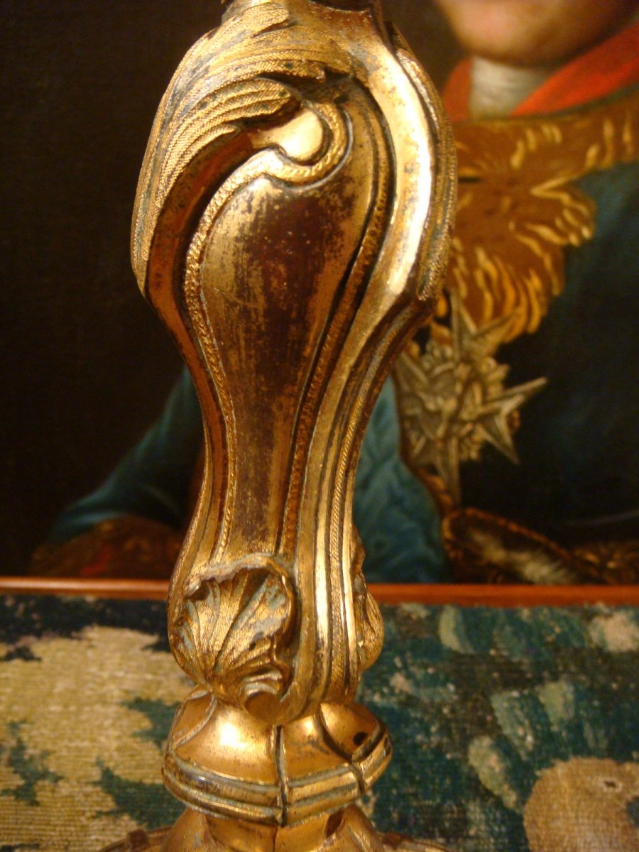 Pair Of Louis XV Gilt Bronze Candlesticks-photo-3